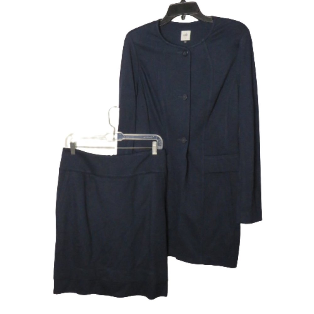 Cabi Lido Ponte knit long blazer and pencil skirt